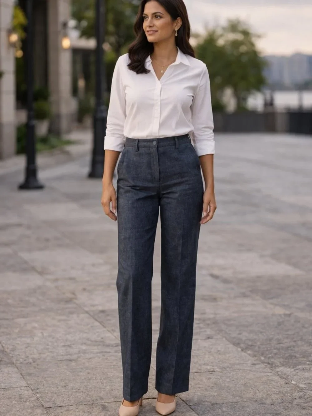 Salvatore Ferragamo Linen Blend Dress Pants Blue Gray High Rise - Picture 8 of 8